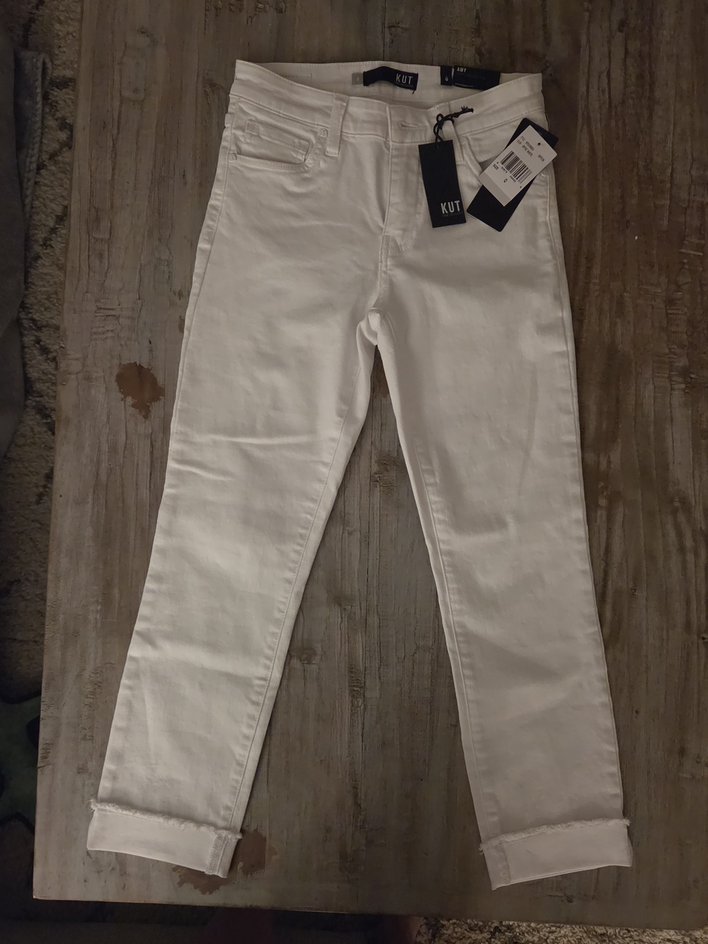 Kut from the Kloth White Cropped Slim Ankle Jeans
